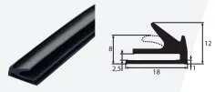 Joint bourrelet caoutchouc noir pour meuble froid professionnel Longueur 25m